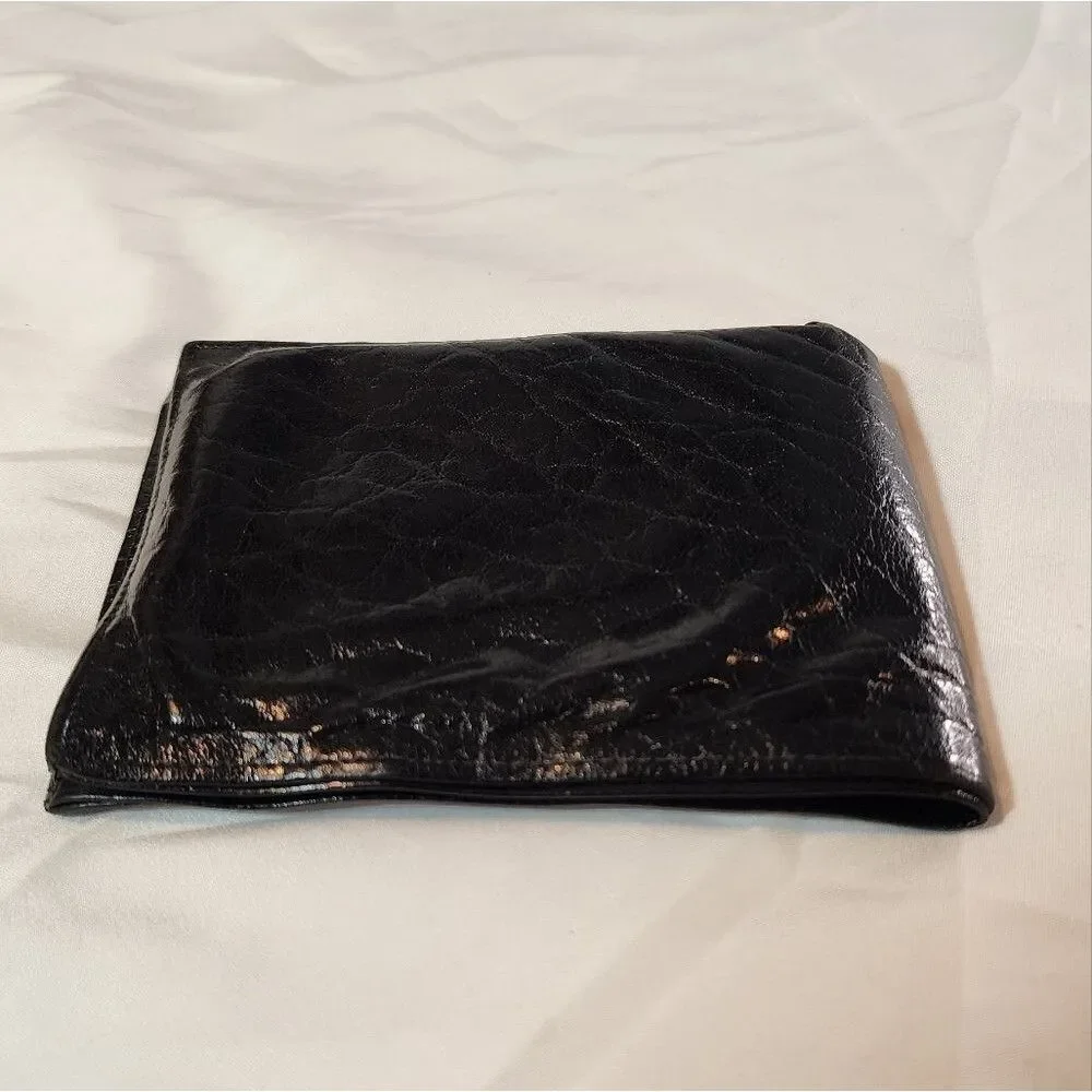 Men's Vintage Black Leather Wallet Patents Cartad'identita Bufalo
